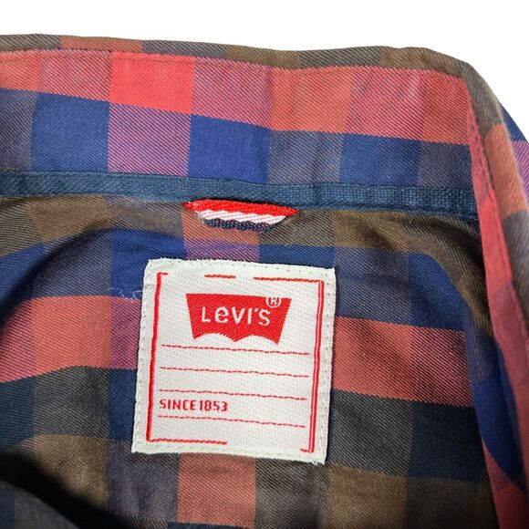 Levi's Men's Plaid Flannel Shirt M Long Sleeve Green Red Check Casual Button Up - Picture 4 of 7